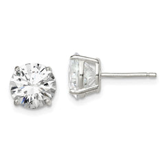QE3148 Sterling Silver 8mm Round Basket Set CZ Stud Earrings