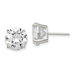 QE3149 Sterling Silver 10mm Round Basket Set CZ Stud Earrings