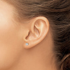 QE3150 Sterling Silver 3mm Princess Basket Set CZ Stud Earrings
