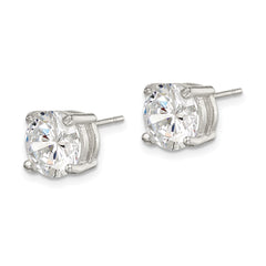 QE319 Sterling Silver Polished 8mm Round CZ Stud Earrings