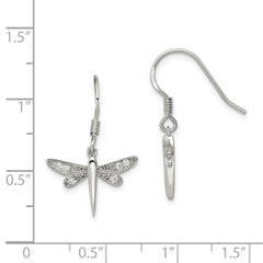 QE3271 Sterling Silver Rhodium-plated Polished CZ Dragonfly Earrings