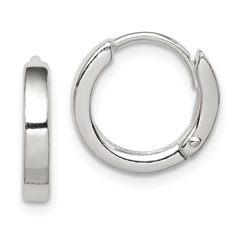 QE3280 Sterling Silver Round Hinged Hoop Earrings