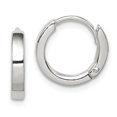 QE3280 Sterling Silver Round Hinged Hoop Earrings