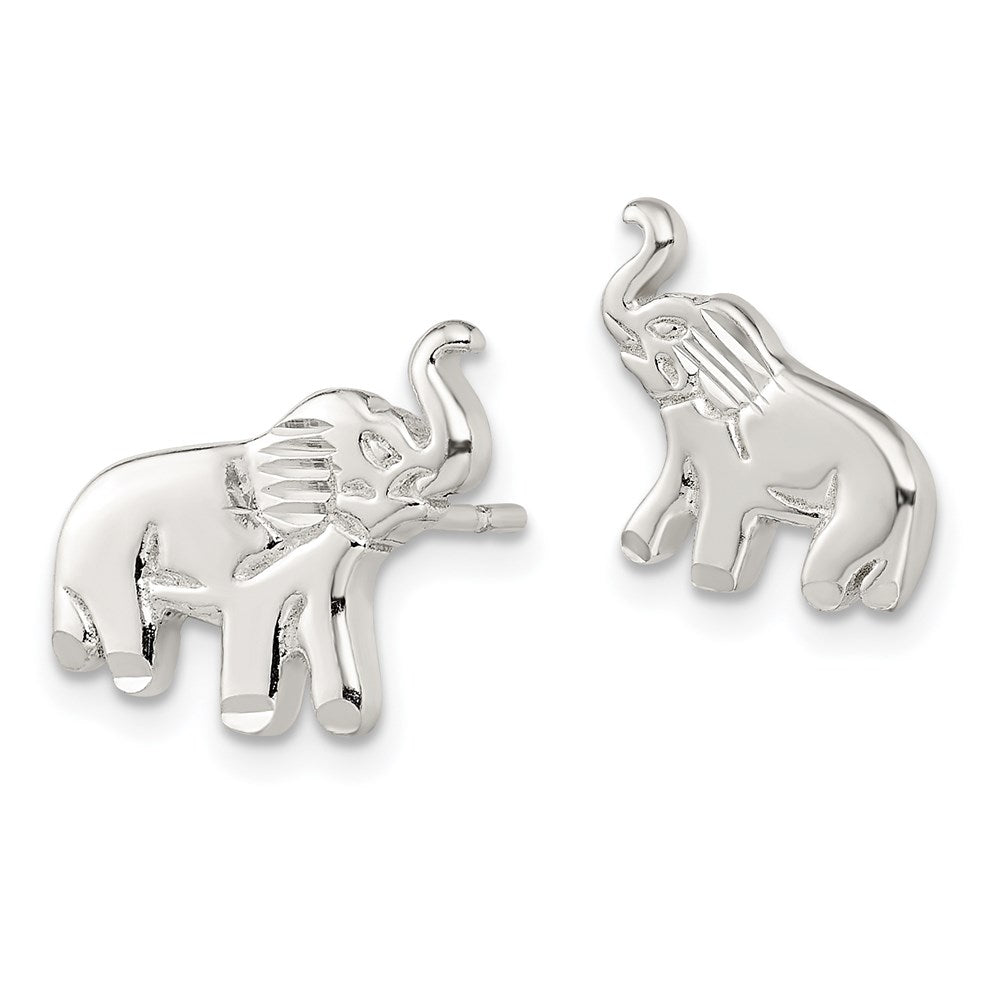 QE3314 Sterling Silver Elephant Post Earrings