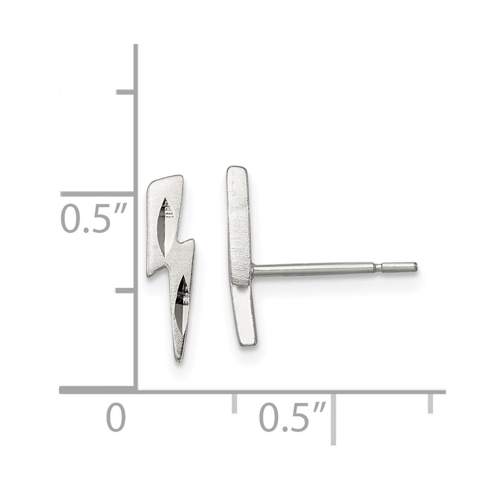 QE3316 Sterling Silver Lightning Bolt Post Earrings