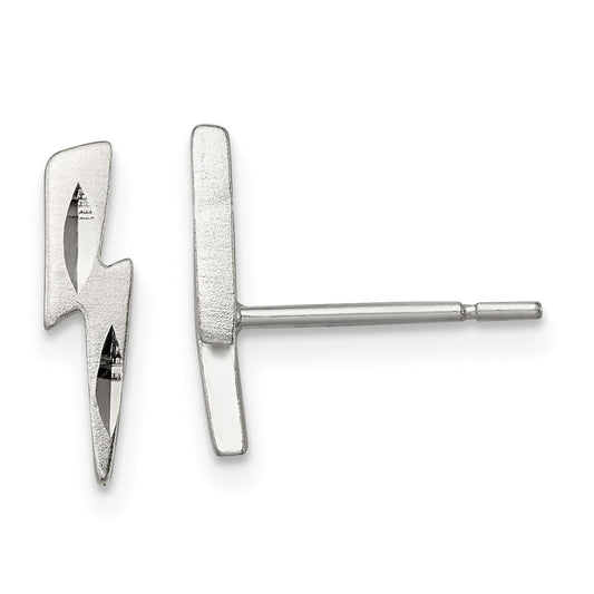 QE3316 Sterling Silver Lightning Bolt Post Earrings