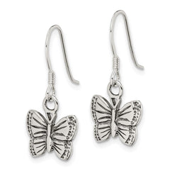 QE3331 Sterling Silver Antiqued Butterfly Earrings