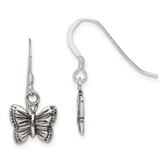 QE3331 Sterling Silver Antiqued Butterfly Earrings