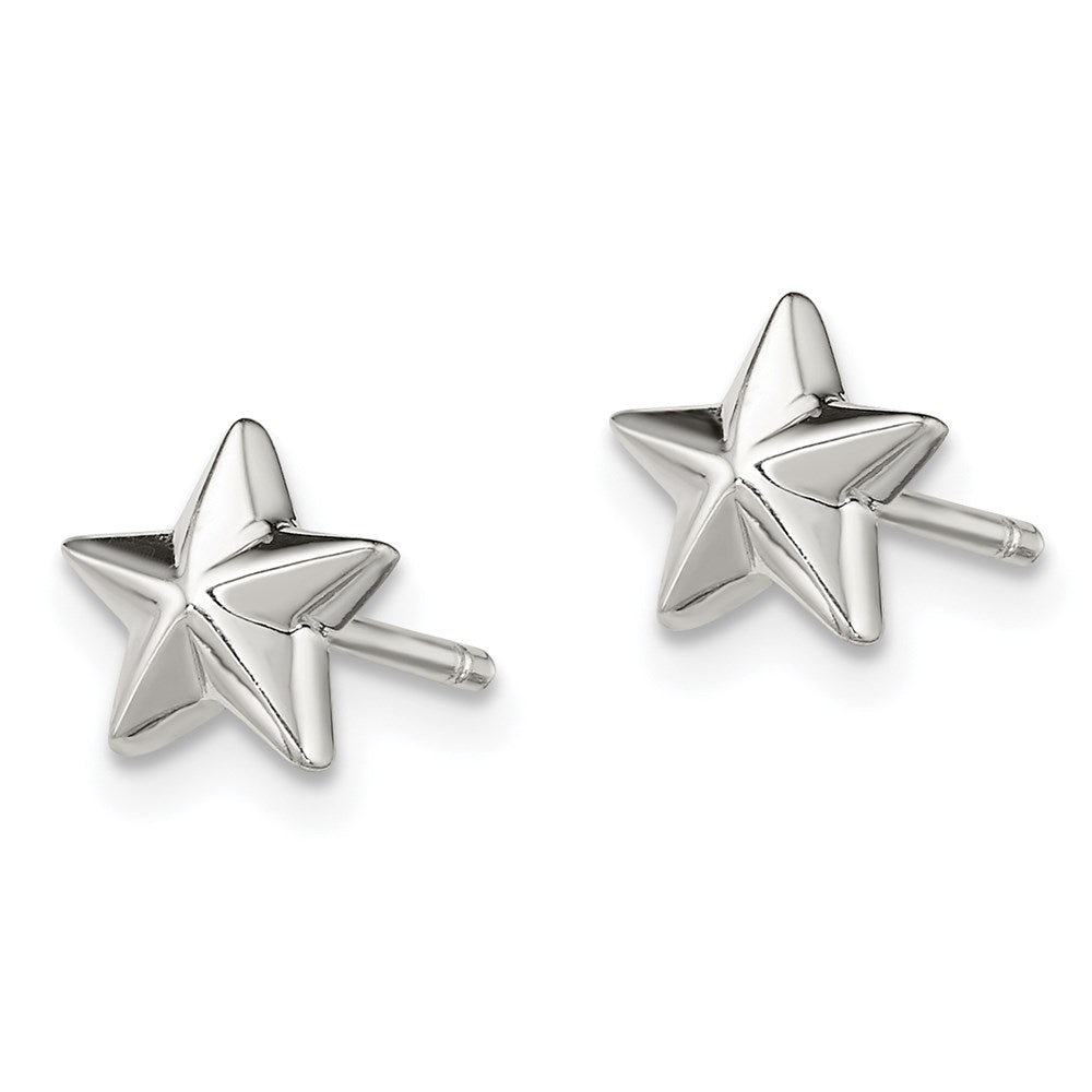 QE3347 Sterling Silver Polished Star Children's Post Earrings