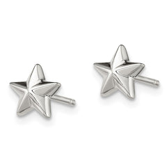 QE3347 Sterling Silver Polished Star Children's Post Earrings