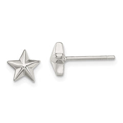 QE3347 Sterling Silver Polished Star Children's Post Earrings