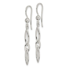 QE3353 Sterling Silver Polished Fancy Marquise Link Dangle Earrings