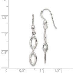 QE3353 Sterling Silver Polished Fancy Marquise Link Dangle Earrings