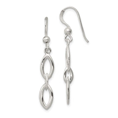 QE3353 Sterling Silver Polished Fancy Marquise Link Dangle Earrings