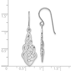 QE3357 Sterling Silver RH-plated Polished Celtic Knot Dangle Earrings