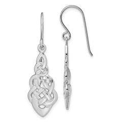 QE3357 Sterling Silver RH-plated Polished Celtic Knot Dangle Earrings