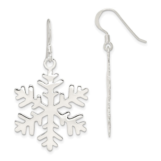 QE3369 Sterling Silver Snowflake Dangle Earrings