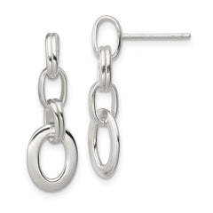 QE3375 Sterling Silver Polished Oval Link Dangle Earrings