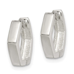 QE3444 Sterling Silver Striped Hinged Hoop Earrings