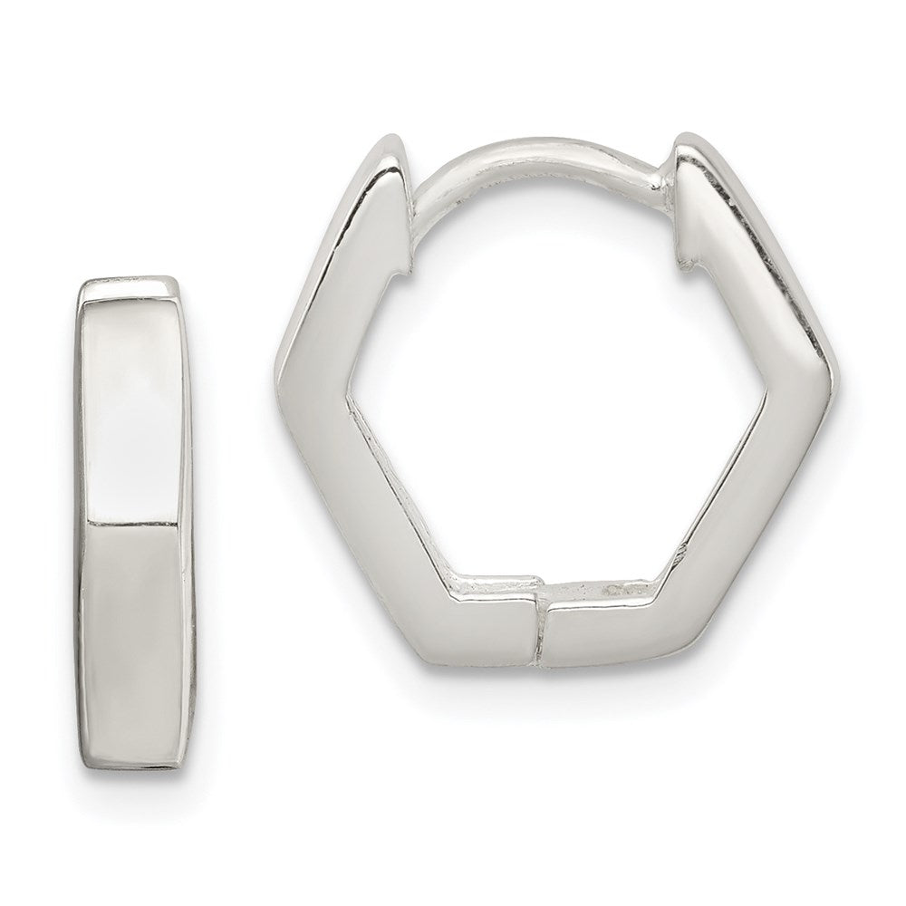 QE3444 Sterling Silver Striped Hinged Hoop Earrings