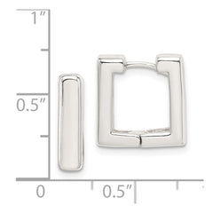QE3446 Sterling Silver Square Hinged Hoop Earrings