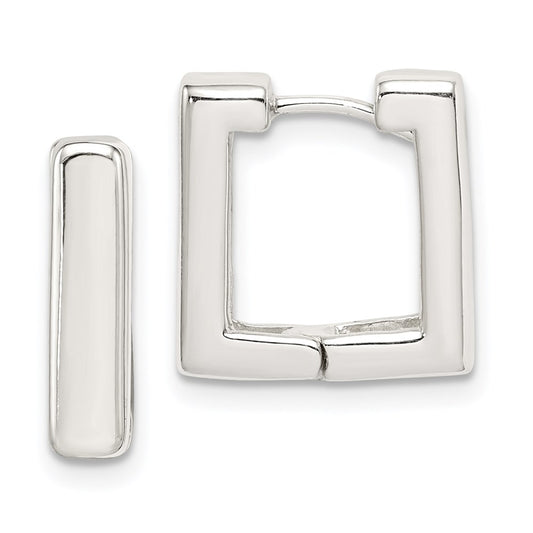 QE3446 Sterling Silver Square Hinged Hoop Earrings