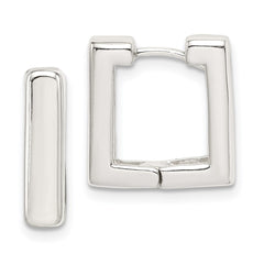 QE3446 Sterling Silver Square Hinged Hoop Earrings
