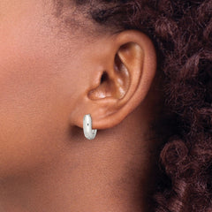 QE3450 Sterling Silver Oval Hinged Hoop Earrings