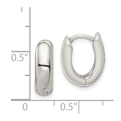QE3450 Sterling Silver Oval Hinged Hoop Earrings