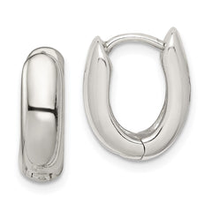 QE3450 Sterling Silver Oval Hinged Hoop Earrings