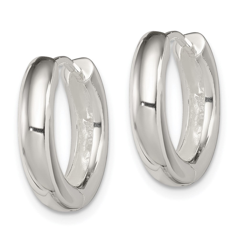 QE3476 Sterling Silver Polished Hinged Hoop Earrings