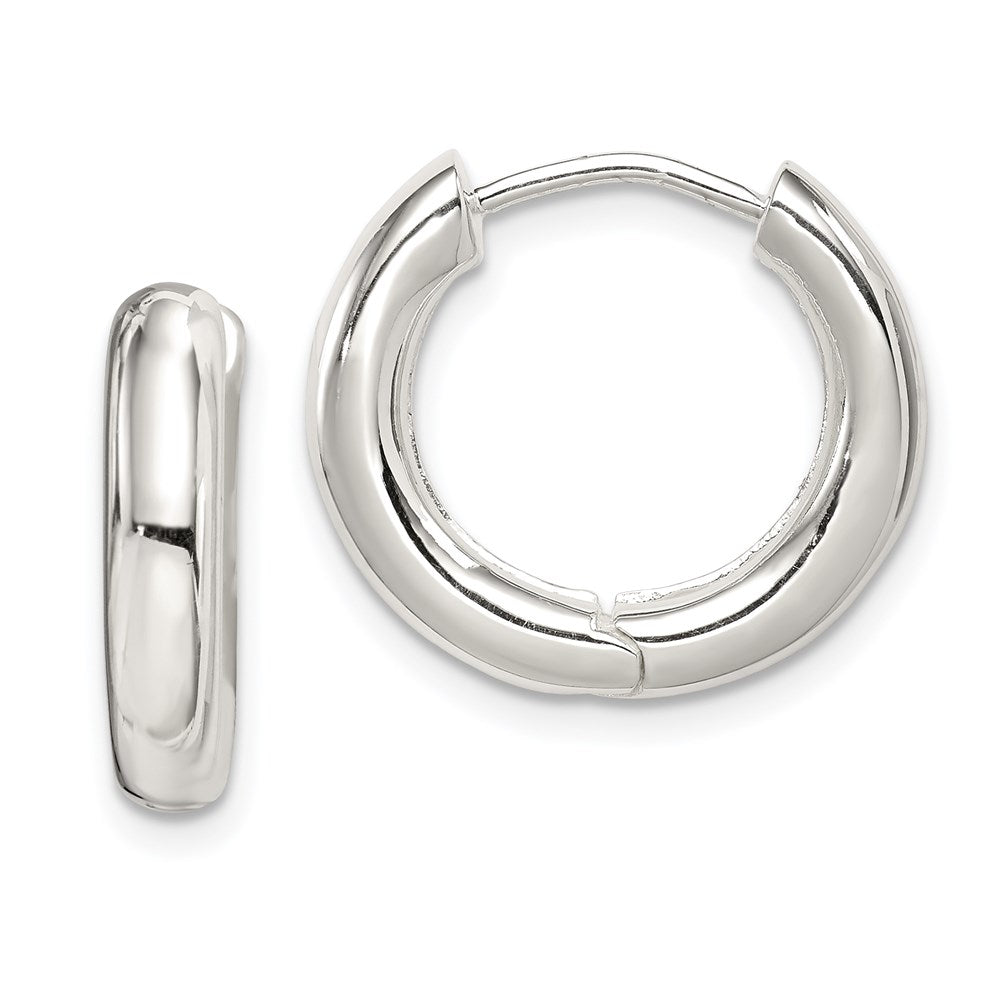 QE3476 Sterling Silver Polished Hinged Hoop Earrings