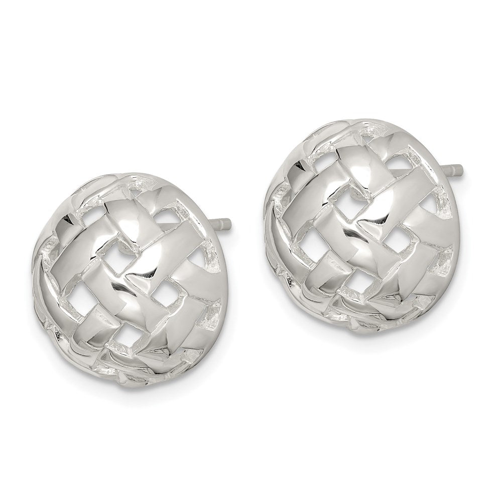 QE3491 Sterling Silver 14mm Fancy Button Post Earrings