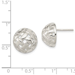 QE3491 Sterling Silver 14mm Fancy Button Post Earrings