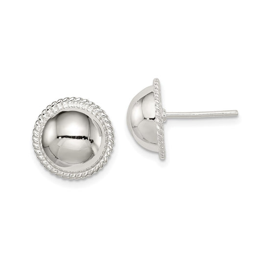 QE3493 Sterling Silver 12mm Button Earrings