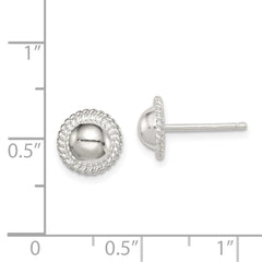 QE3494 Sterling Silver 8mm Button Earrings