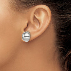 QE3495 Sterling Silver Polished 16mm Button Earrings
