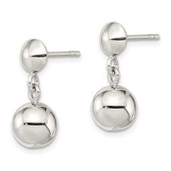 QE3498 Sterling Silver 8mm Dangle Ball Post Earrings