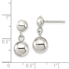 QE3498 Sterling Silver 8mm Dangle Ball Post Earrings