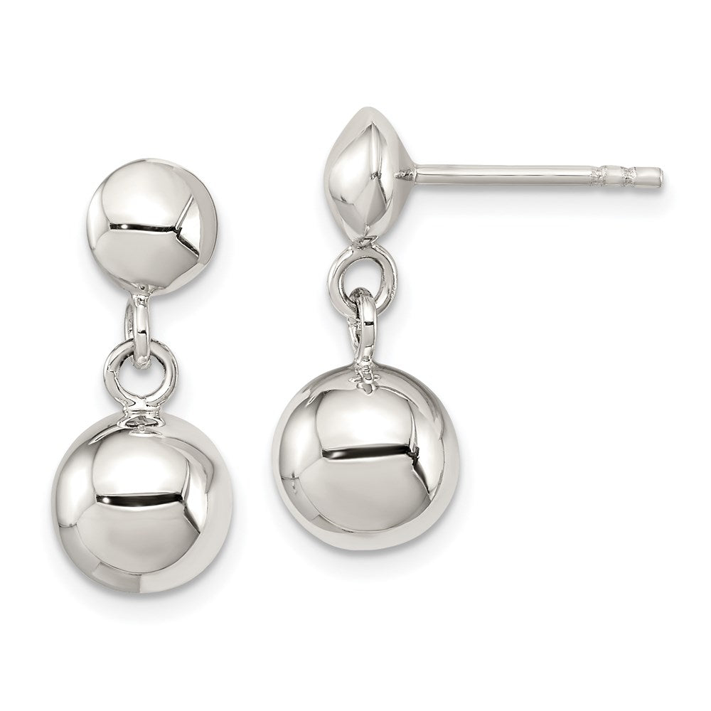 QE3498 Sterling Silver 8mm Dangle Ball Post Earrings