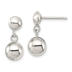 QE3498 Sterling Silver 8mm Dangle Ball Post Earrings