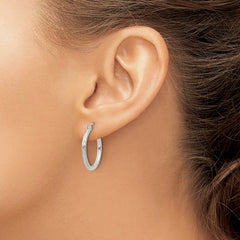 QE3531SP Sterling Silver 2mm Diamond Cut Hoop Earrings