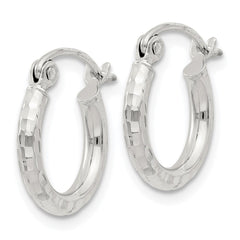 QE3532SP Sterling Silver 2mm Diamond Cut Hoop Earrings