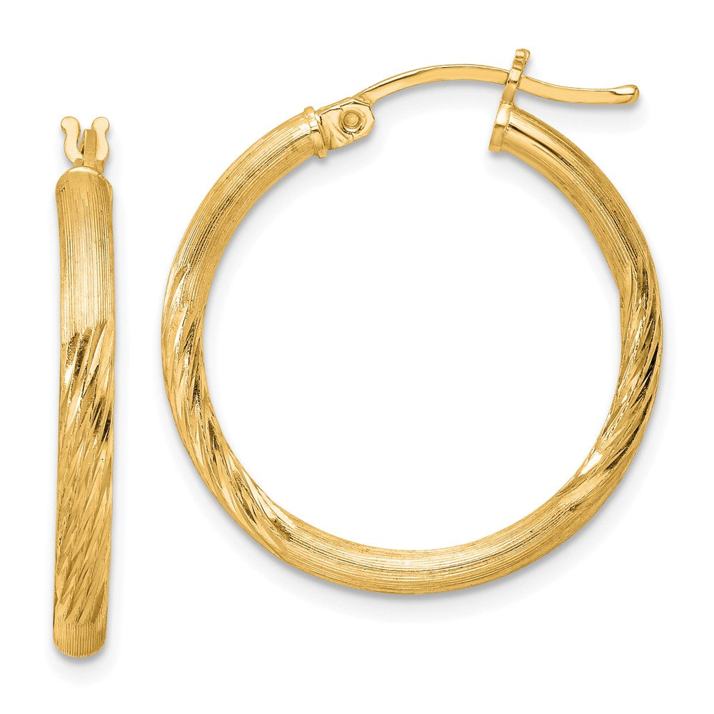 QE3556GP Sterling Silver Flash Gold-plated 2.5mm Polished/Satin D/C Hoop Earrings