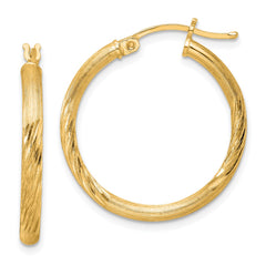 QE3556GP Sterling Silver Flash Gold-plated 2.5mm Polished/Satin D/C Hoop Earrings