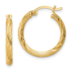 QE3557GP Sterling Silver Flash Gold-plated 2.5mm Polished/Satin D/C Hoop Earrings