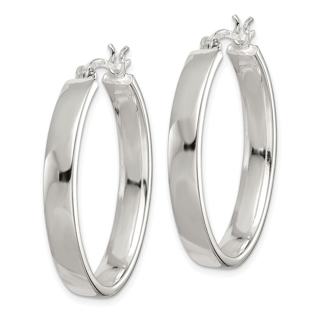 QE3681 Sterling Silver Polished 4.75mm Oval Hoop Earrings