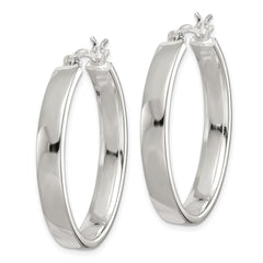 QE3681 Sterling Silver Polished 4.75mm Oval Hoop Earrings