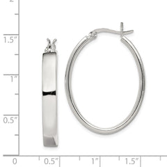 QE3681 Sterling Silver Polished 4.75mm Oval Hoop Earrings