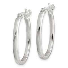 QE3683 Sterling Silver 2.00mm Square Tube Oval Hoop Earrings